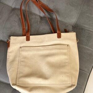 Chic Cream and Tan Tote Bag